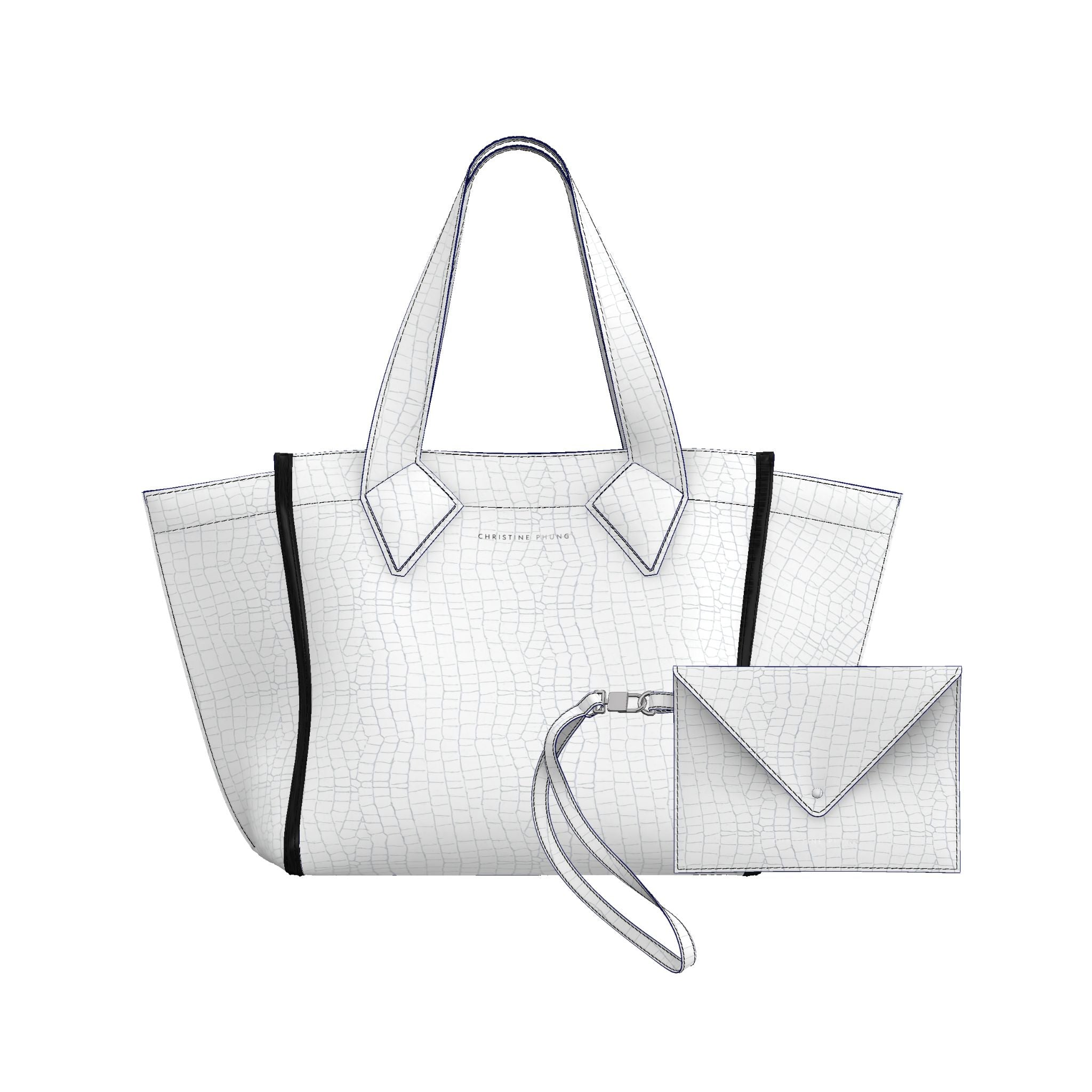 SAC CABAS L BLANC CROCO