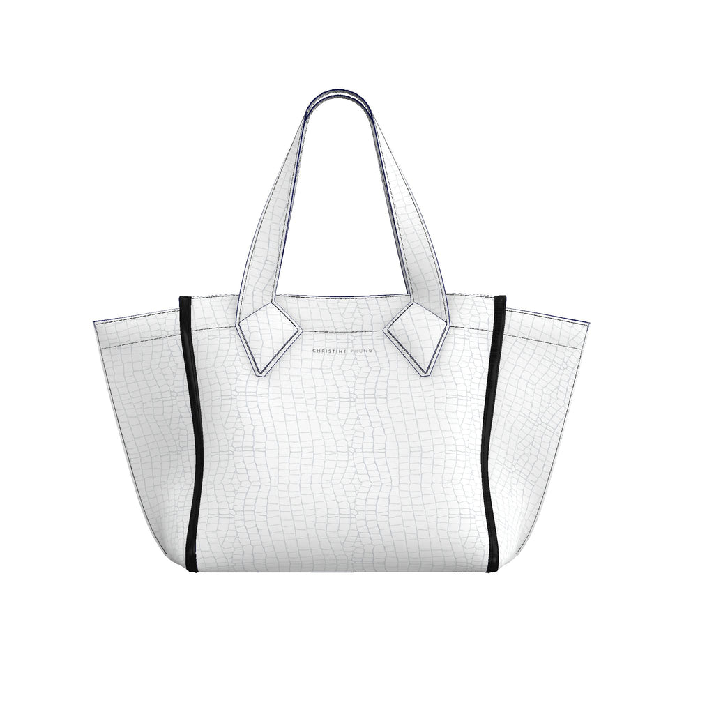 SAC CABAS L BLANC CROCO