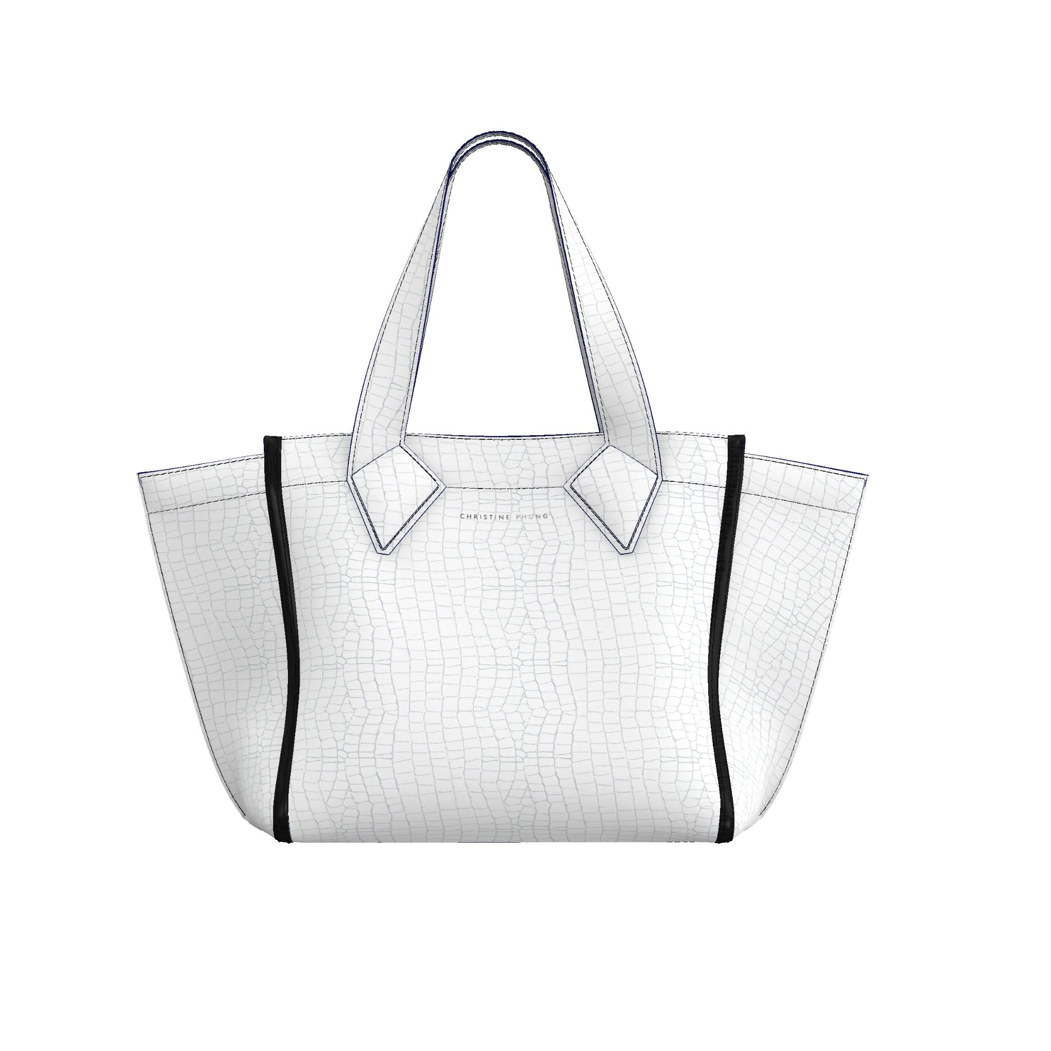SAC CABAS L BLANC CROCO
