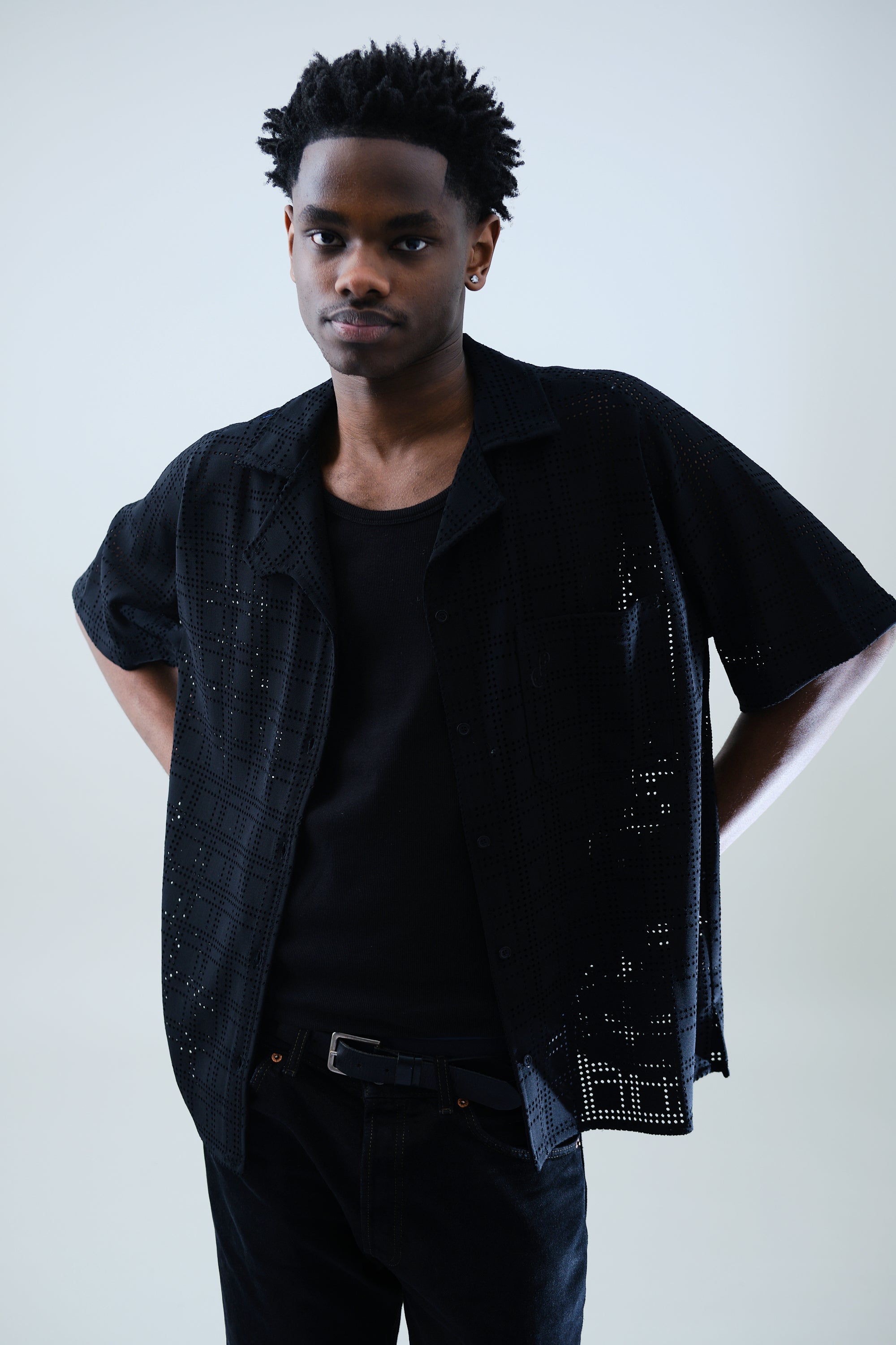 CHEMISE CHECKERS NOIRE manches courtes