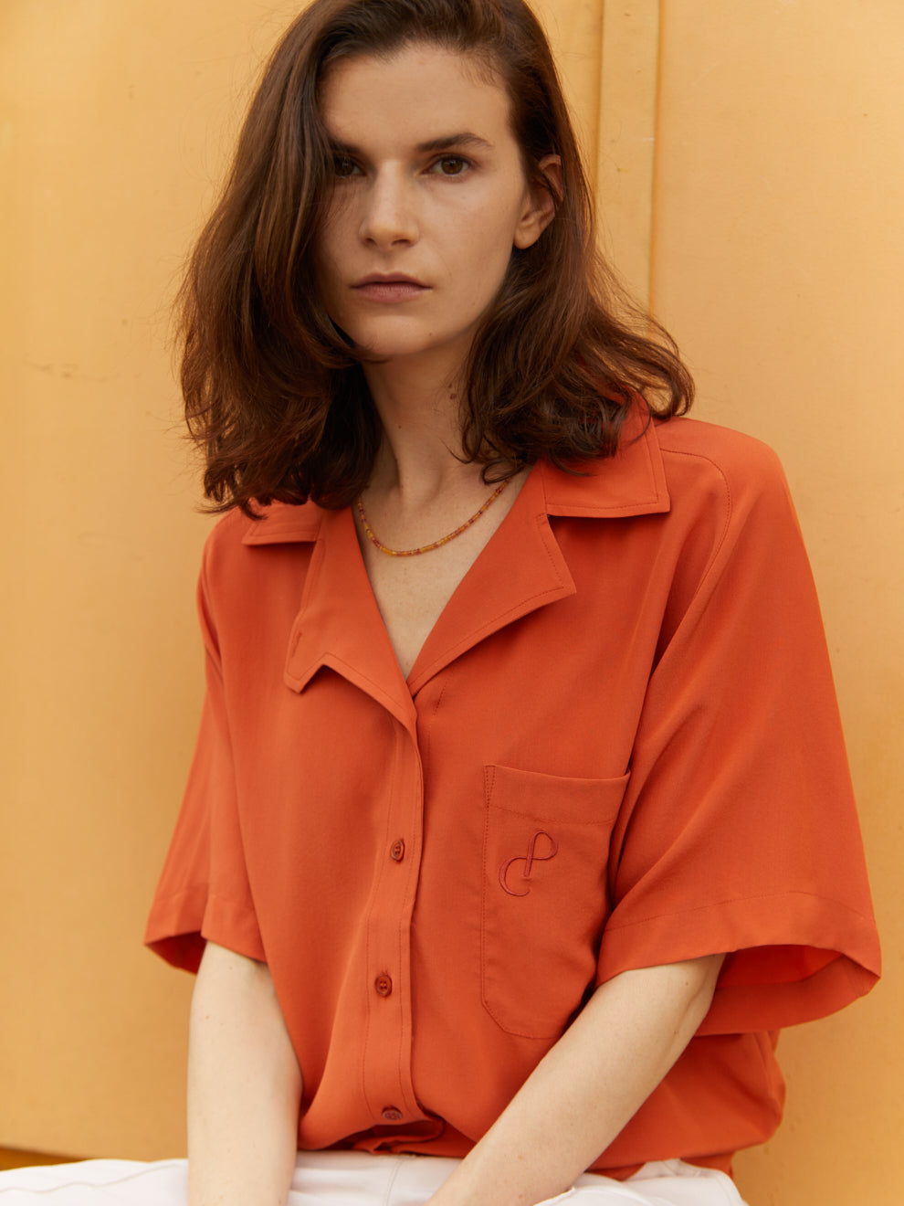 ALPHA Orange Silk Shirt