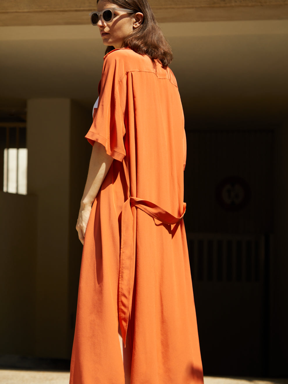 DELTA Orange Silk Dress