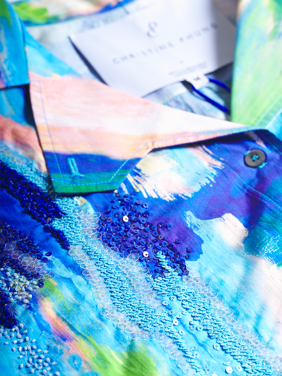 Chemise ALFA Brodée à la main Bleue