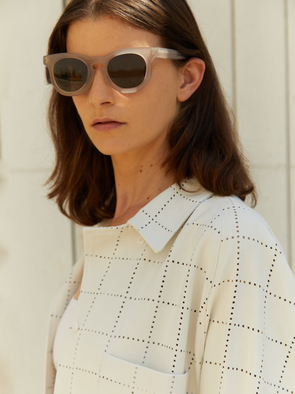 CHEMISE CHECKERS BLANCHE manches longues