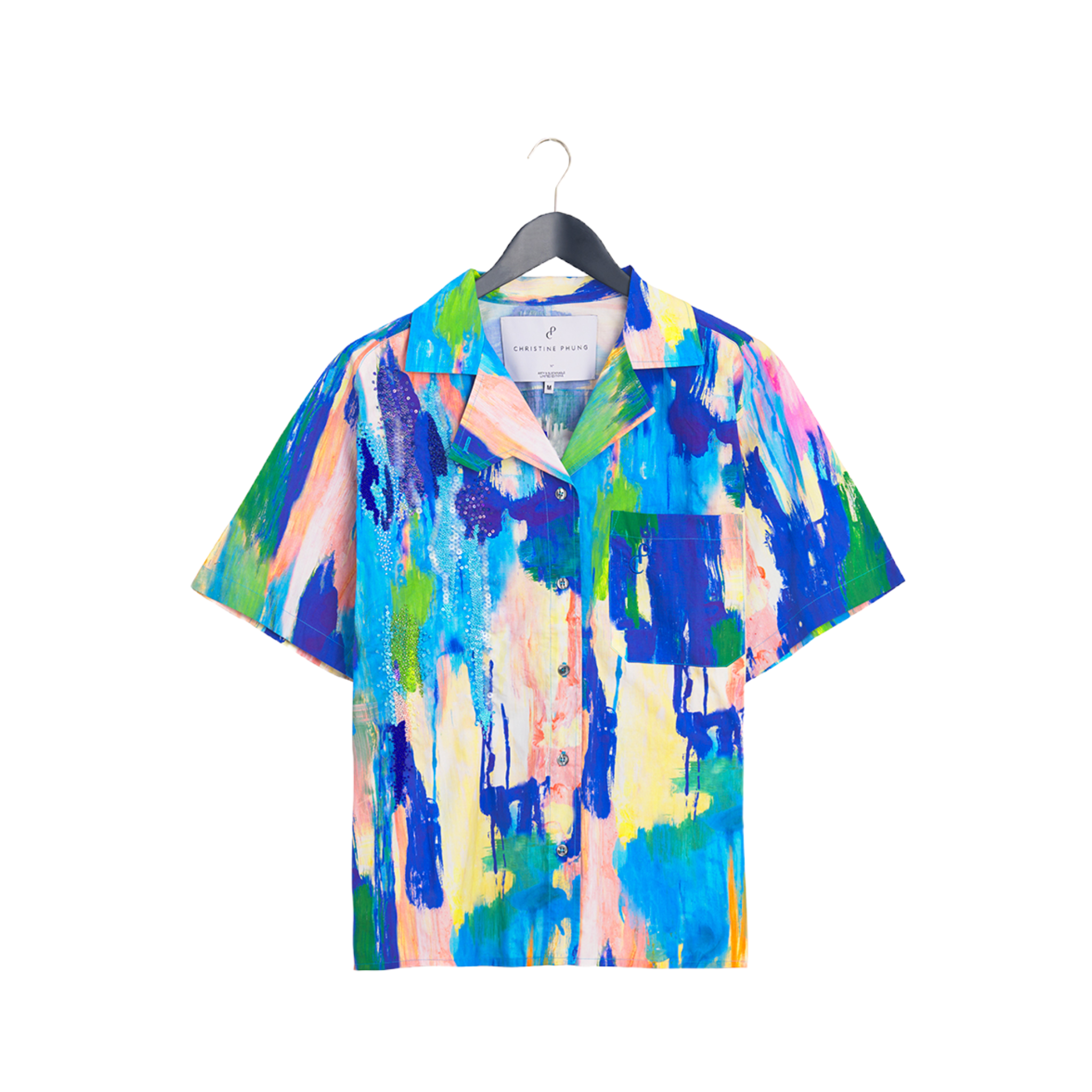 Chemise ALFA Brodée à la main Bleue