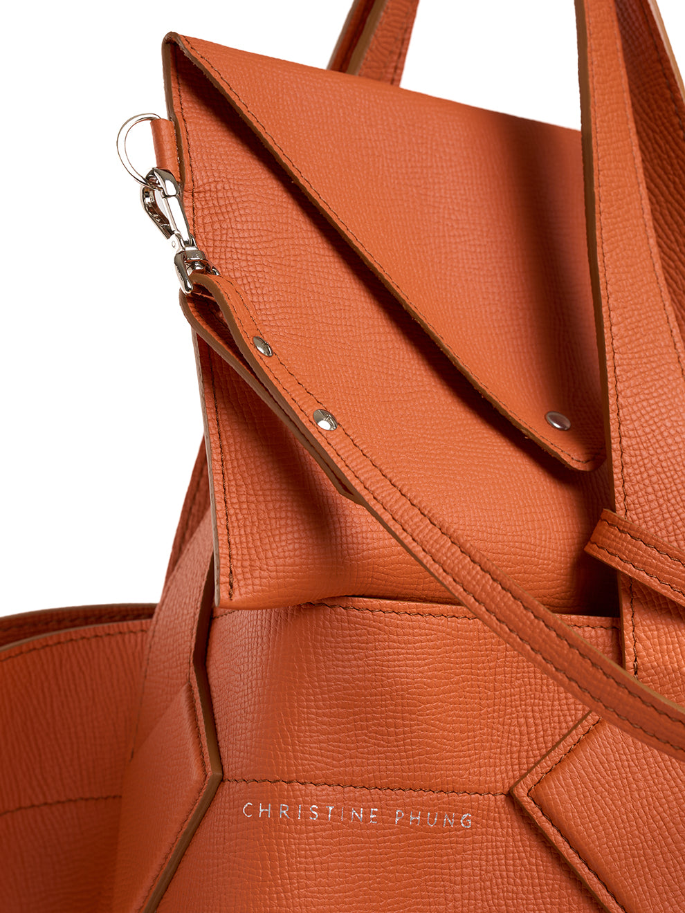 XL Orange Leather Tote Bag