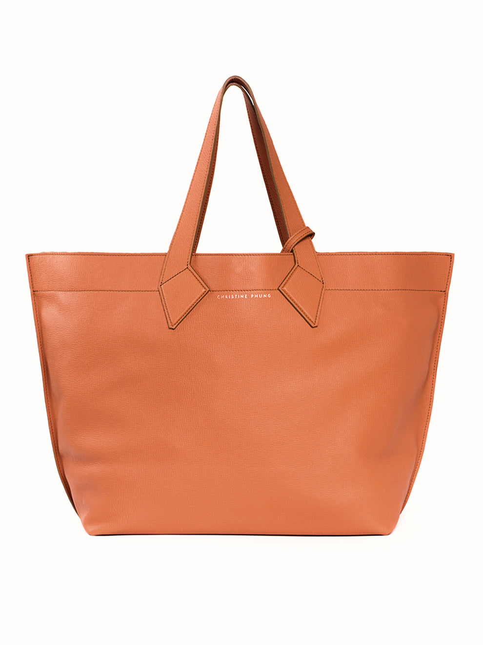 XL Orange Leather Tote Bag