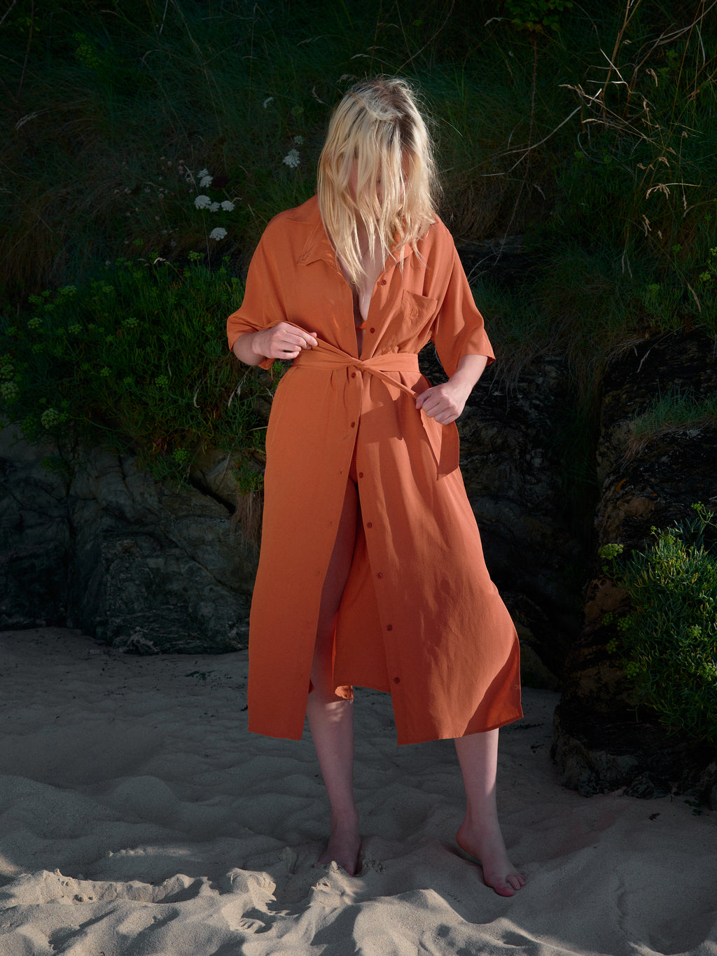 DELTA Orange Silk Dress