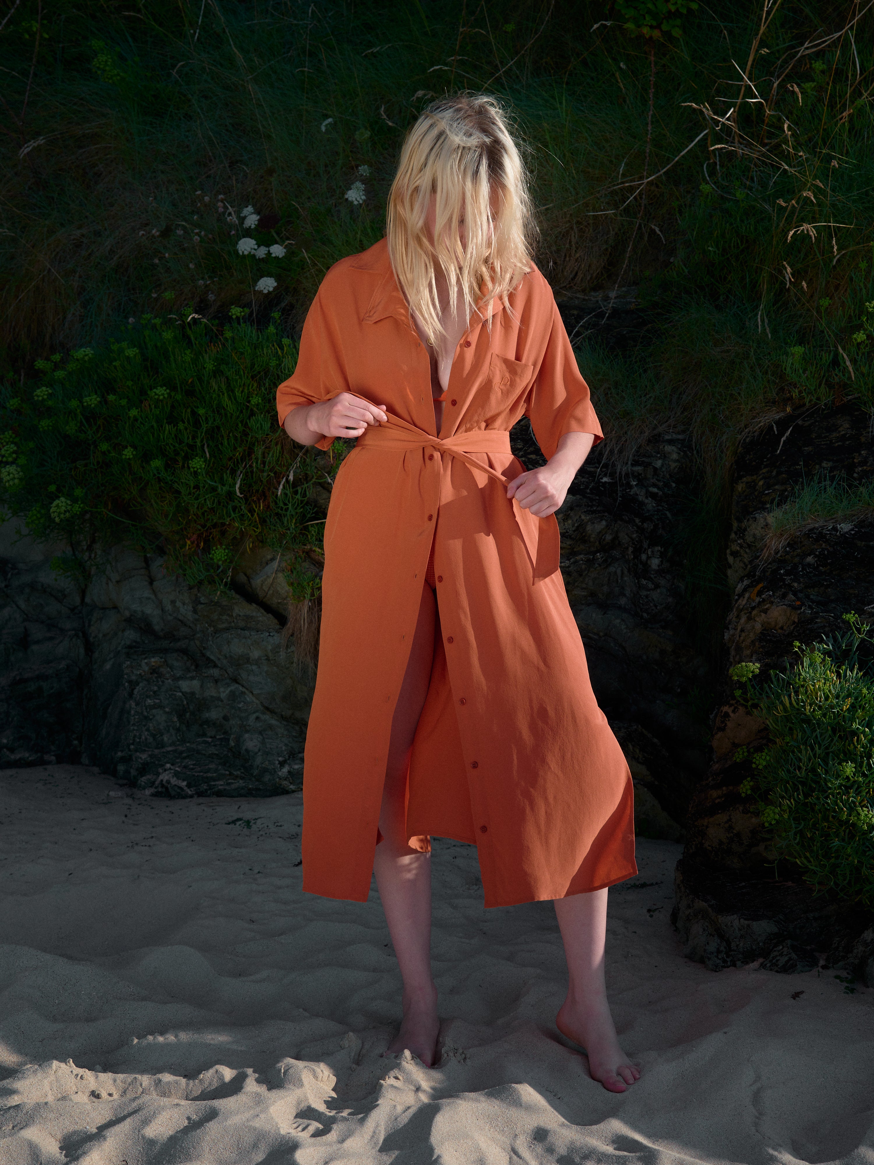 DELTA Orange Silk Dress