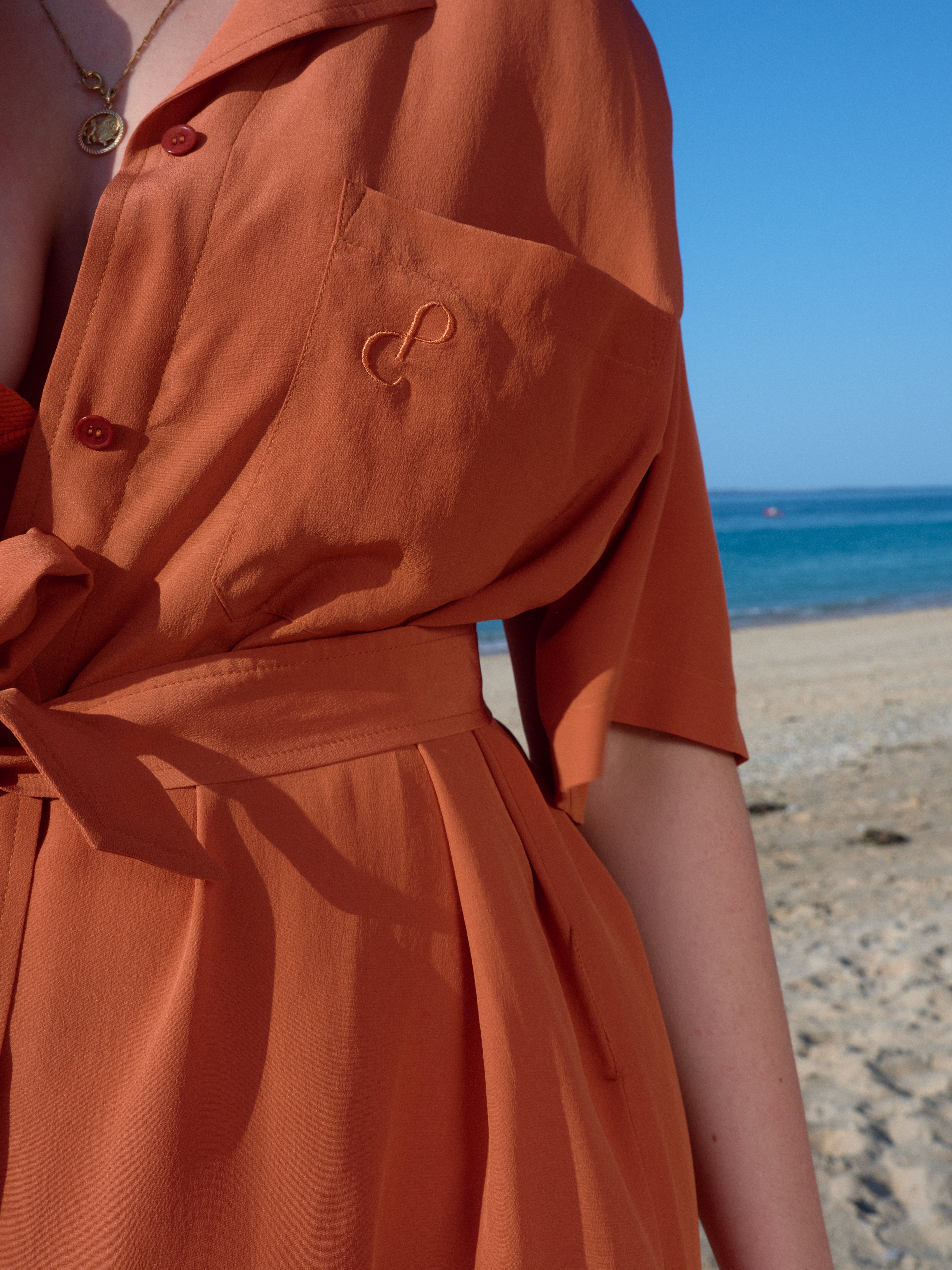 DELTA Orange Silk Dress