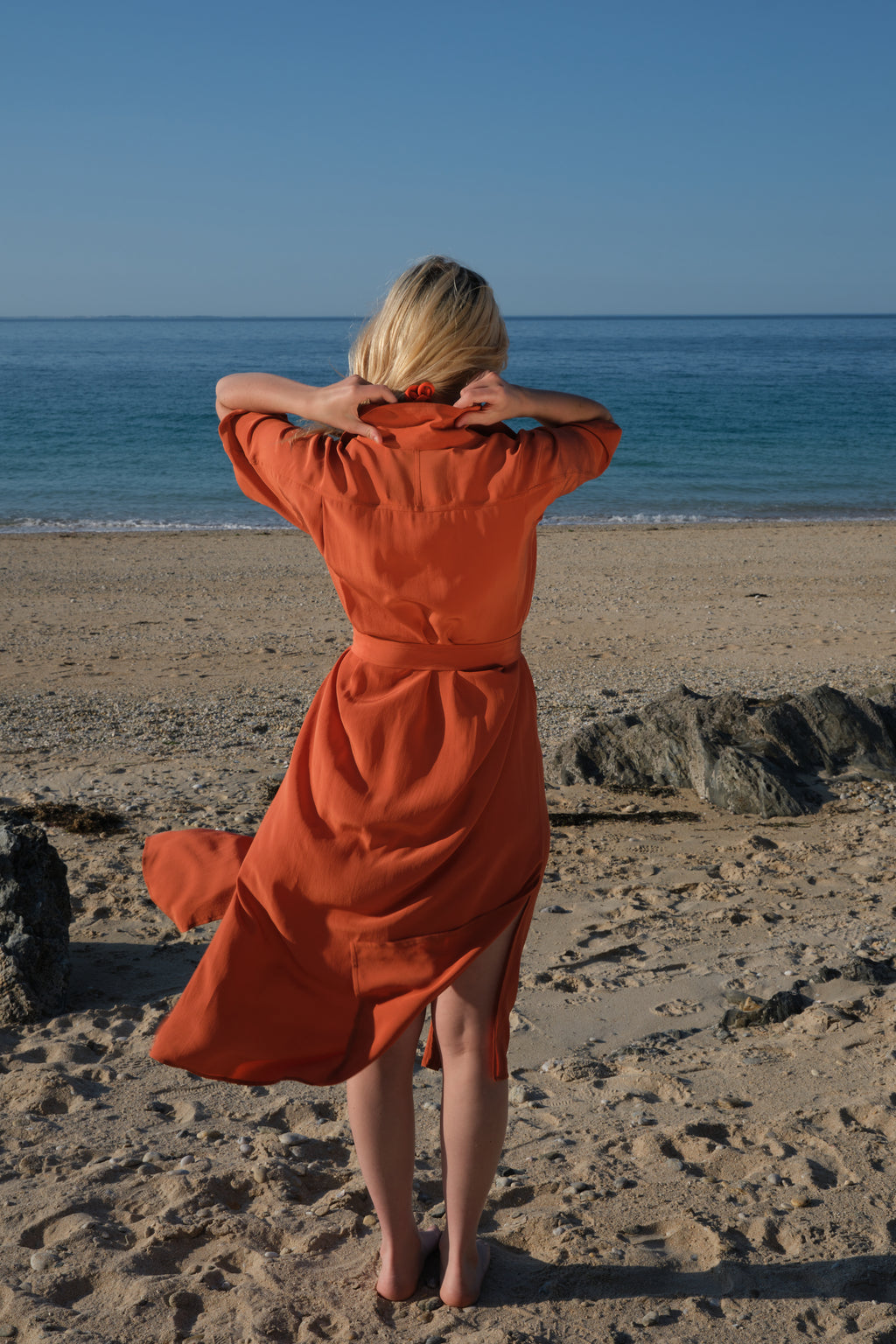 DELTA Orange Silk Dress
