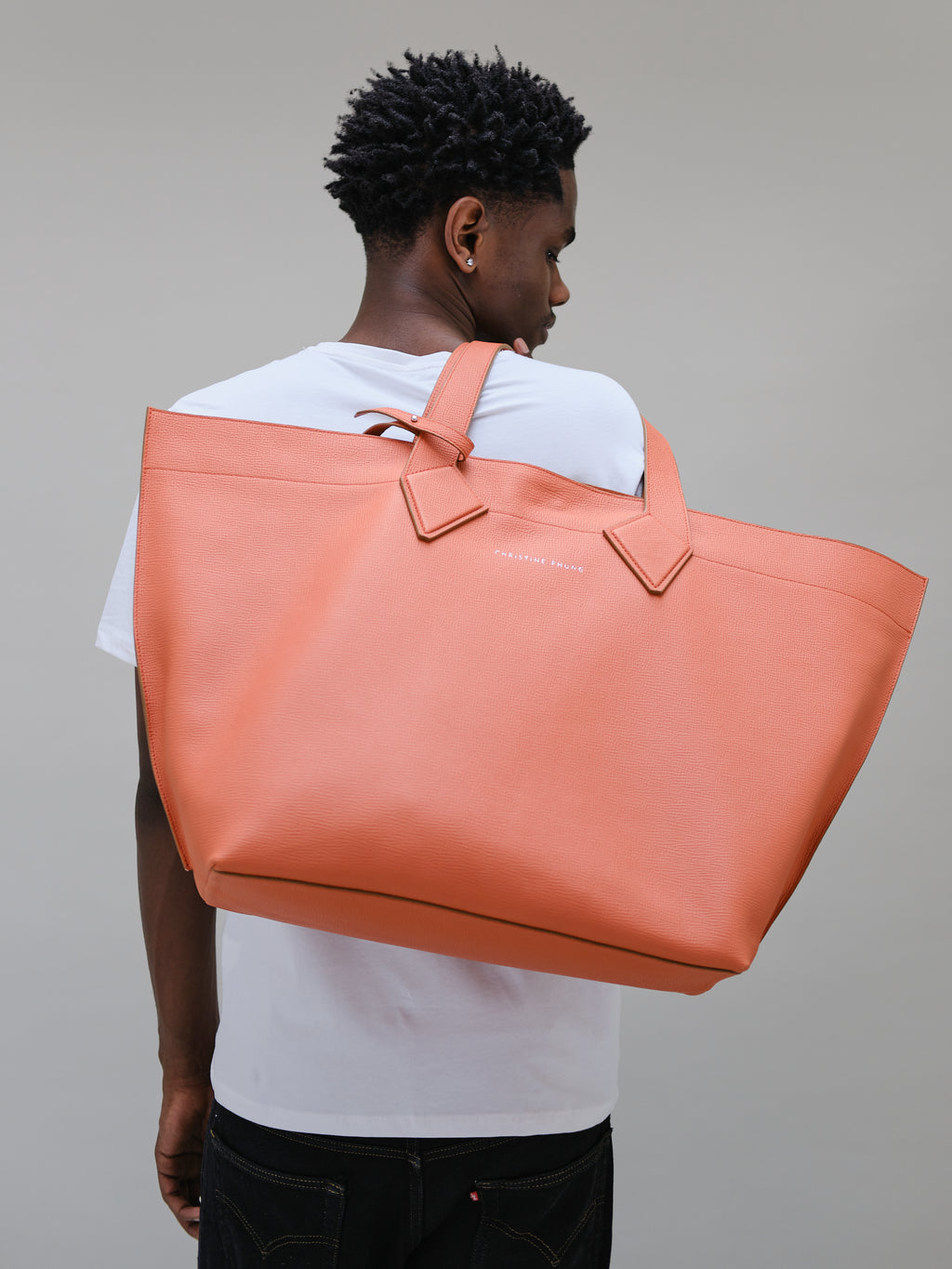 Cabas XL en Cuir Orange