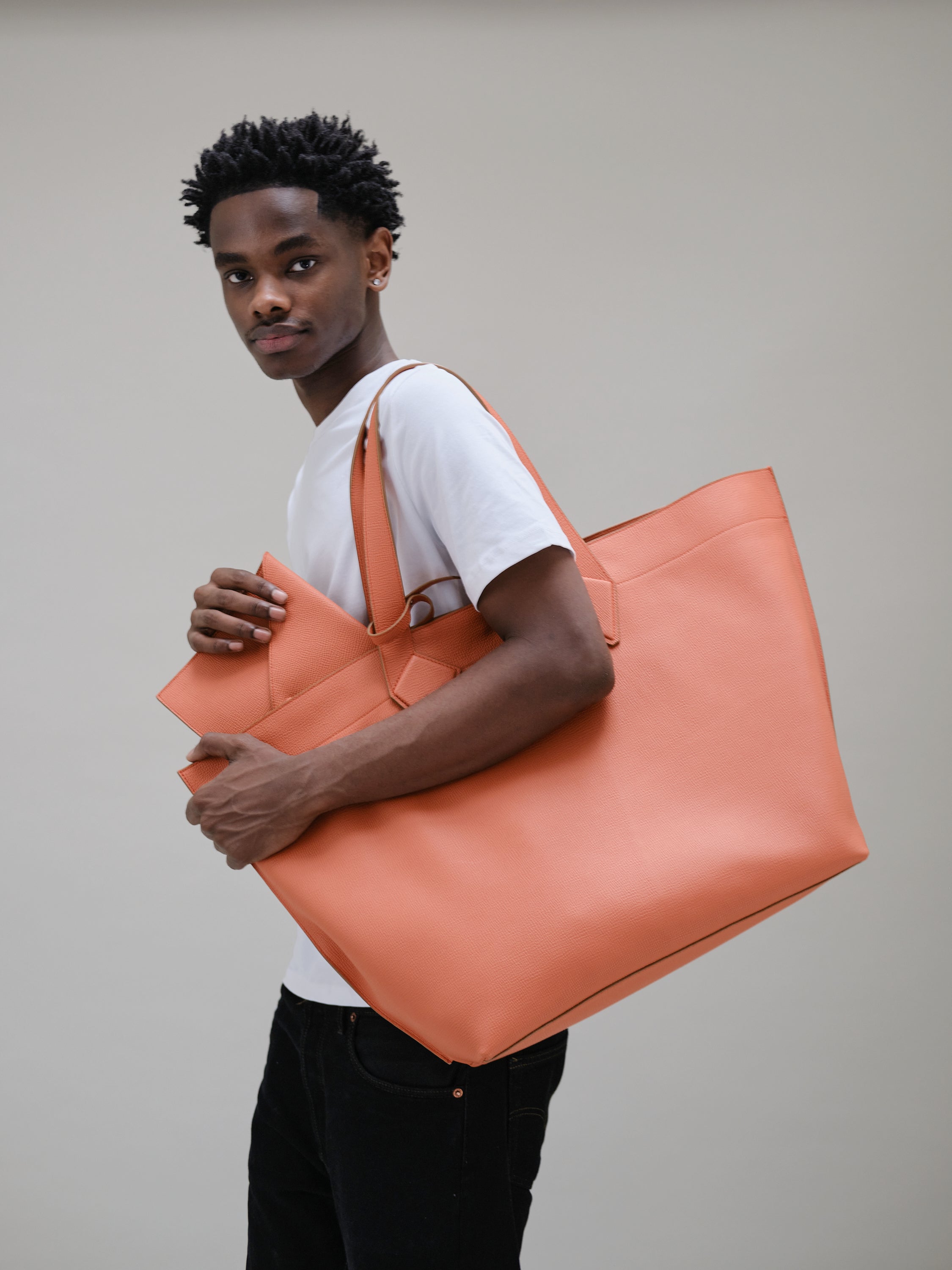 Cabas XL en Cuir Orange