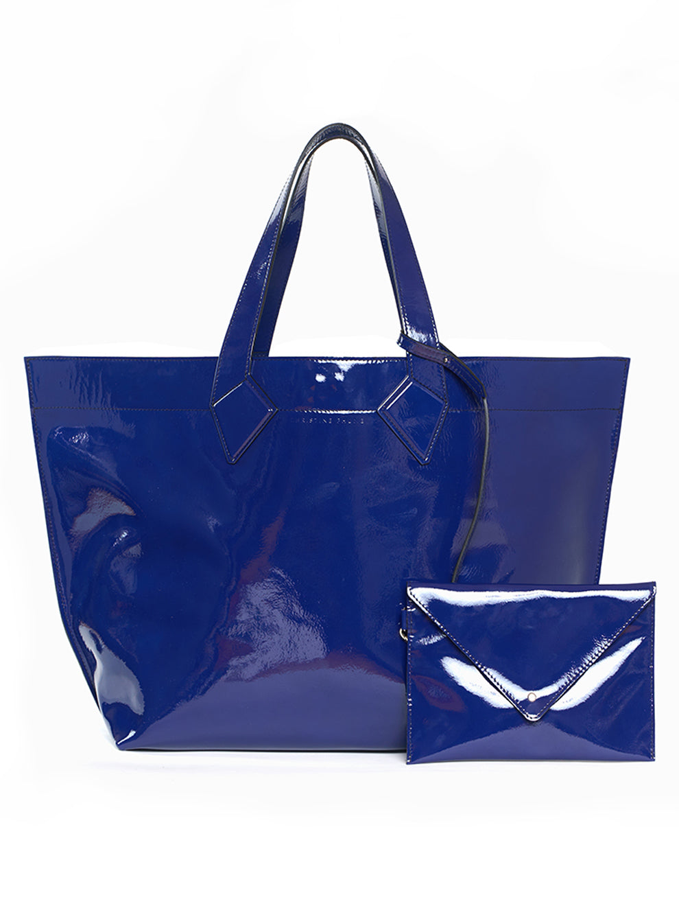 XL Blue Leather Tote Bag