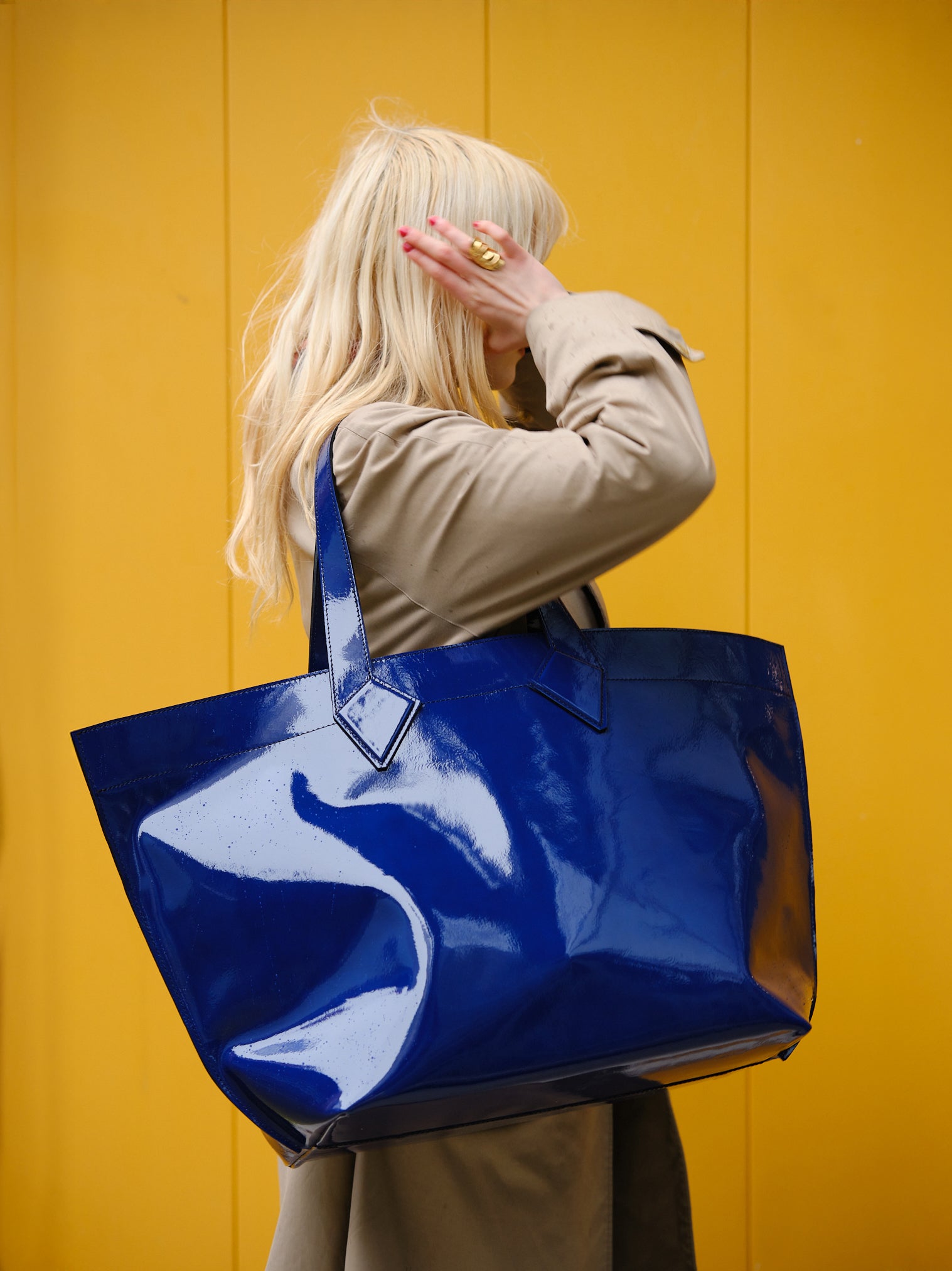 Cabas XL en Cuir Bleu