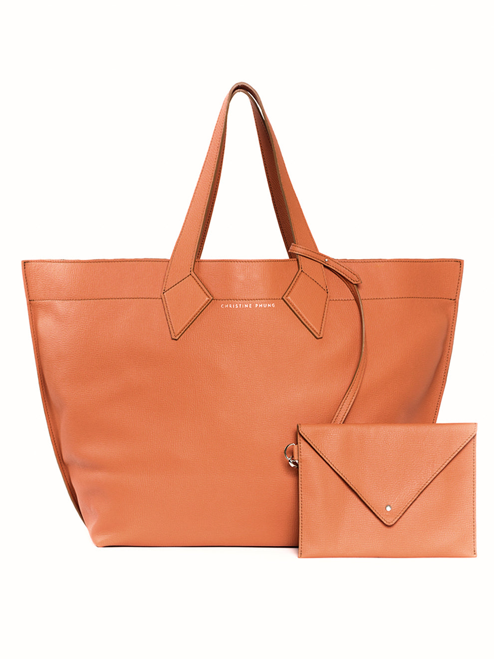XL Orange Leather Tote Bag
