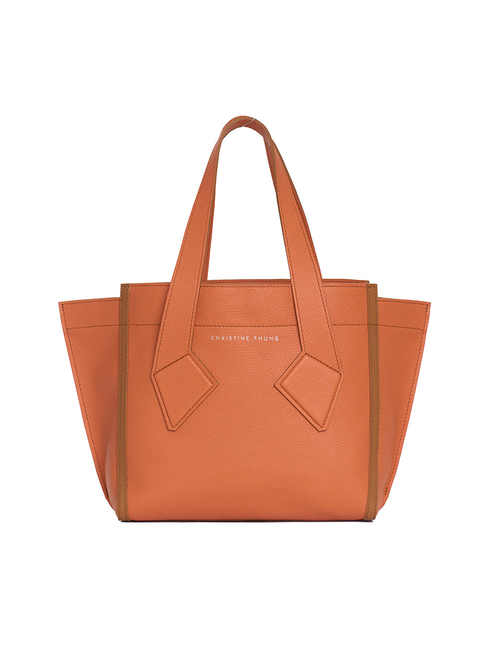 Orange Leather M Tote Bag