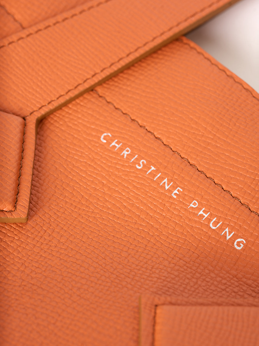 Orange Leather M Tote Bag