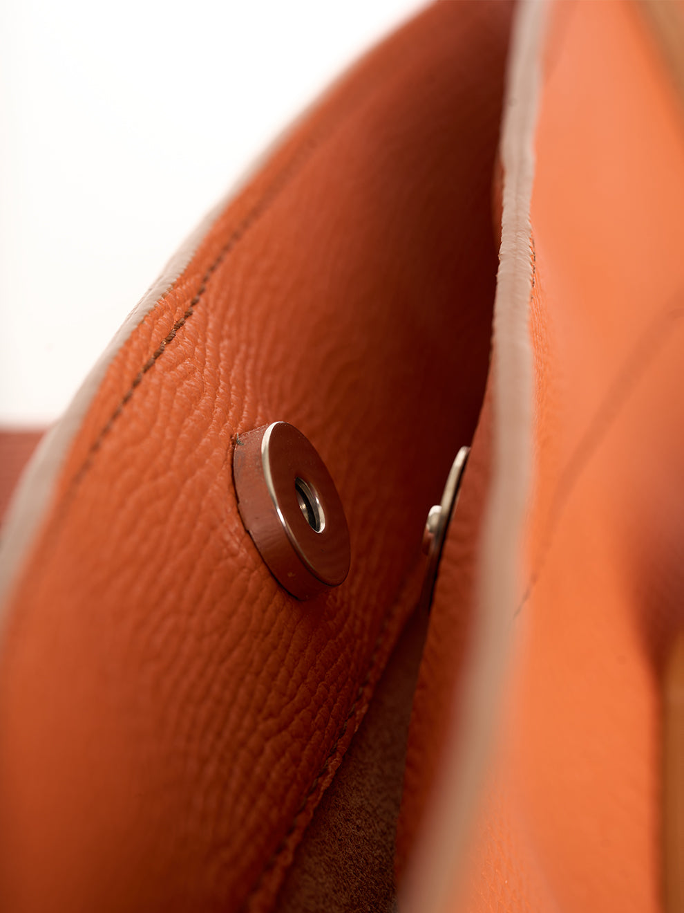 Orange Leather M Tote Bag