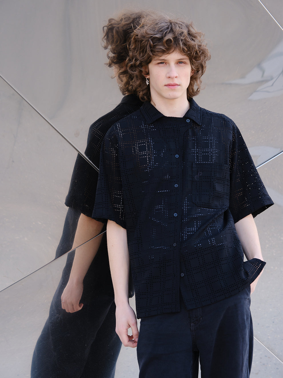 CHEMISE CHECKERS NOIRE manches courtes