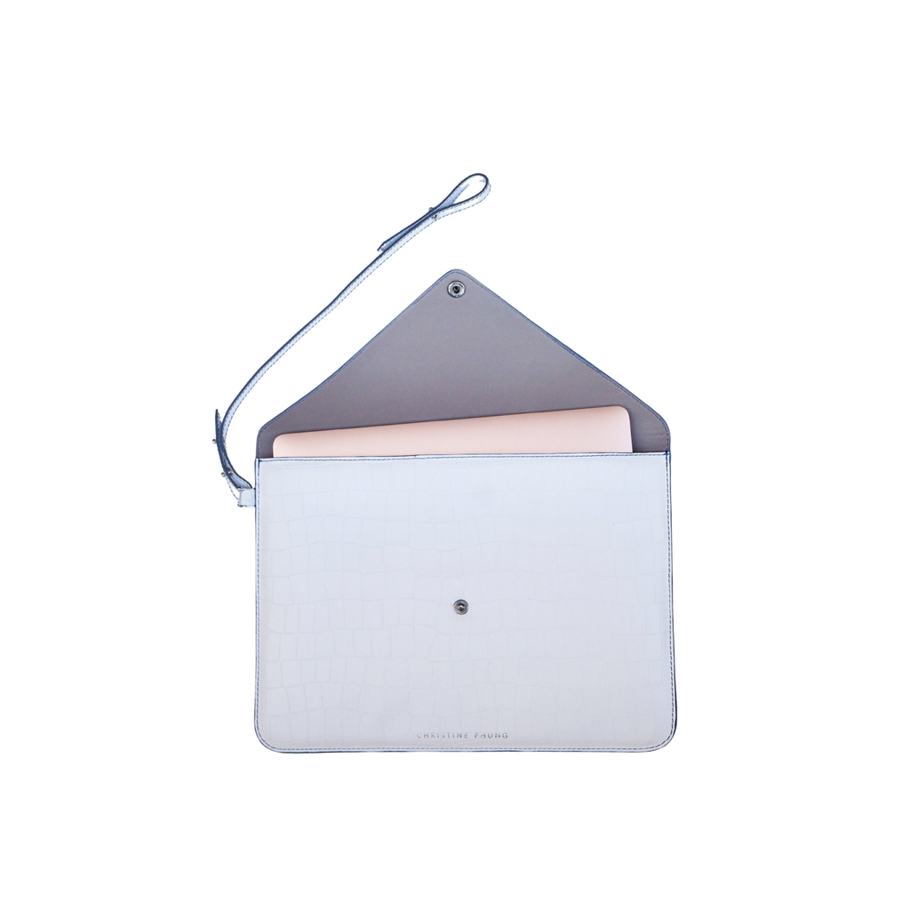 Enveloppe M Blanc Croco 14 pouces
