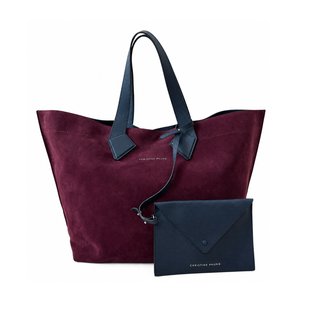 Sac Cabas XL Aubergine en Cuir Upcyclé