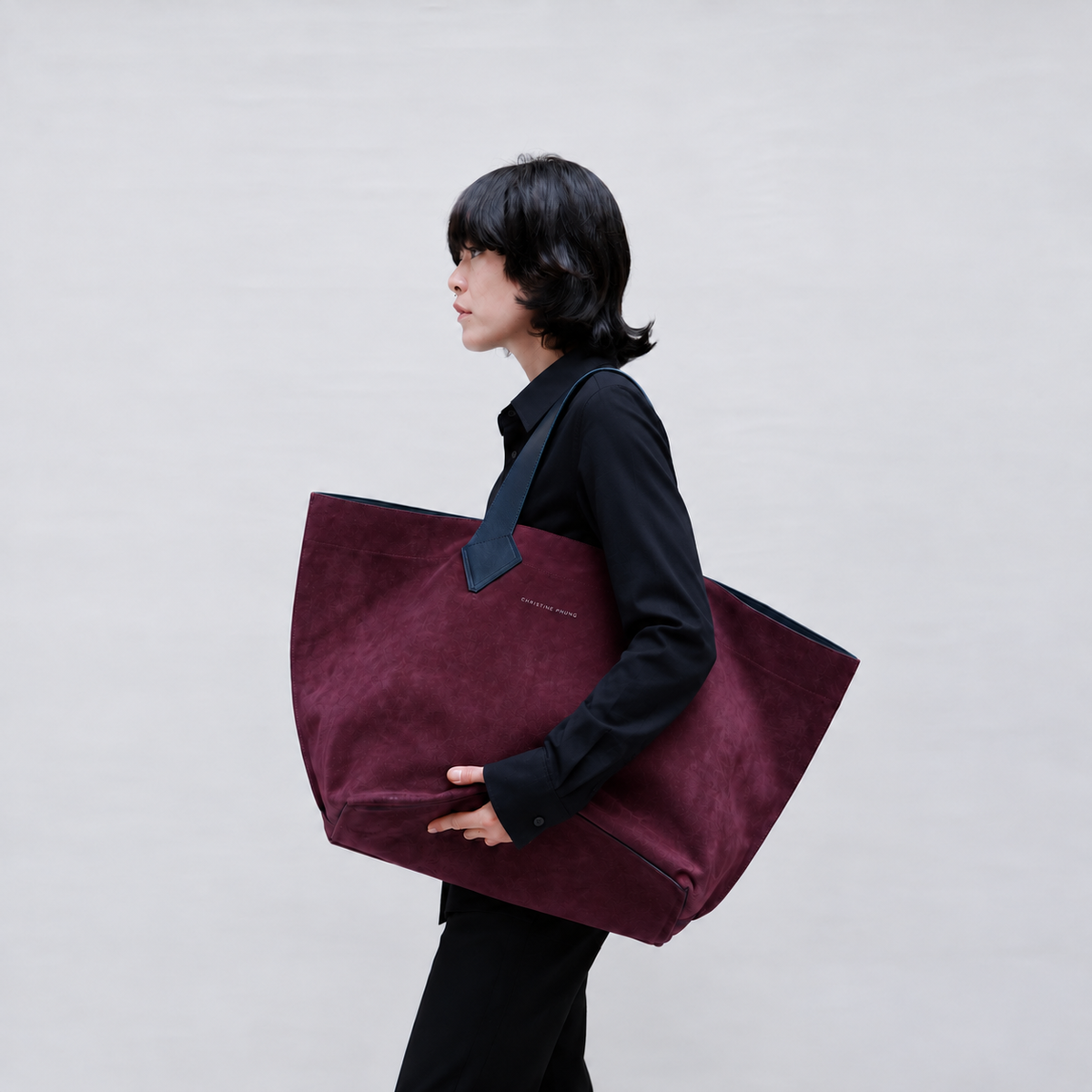 Sac Cabas XL Aubergine en Cuir Upcyclé
